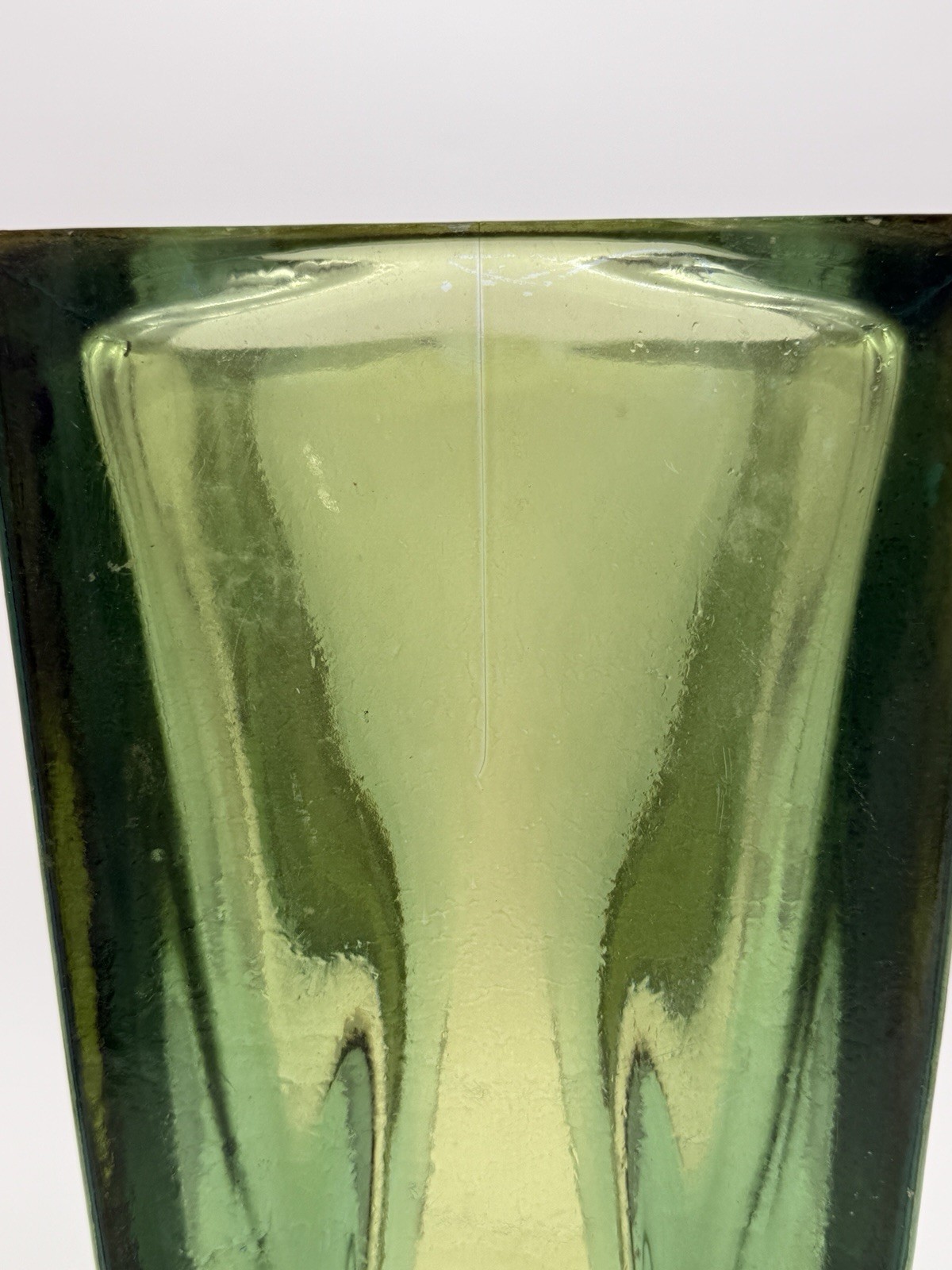 Vtg. MCM Vidrios Miguel Handmade Recycled Emerald Green Glass Vase Planter Spain