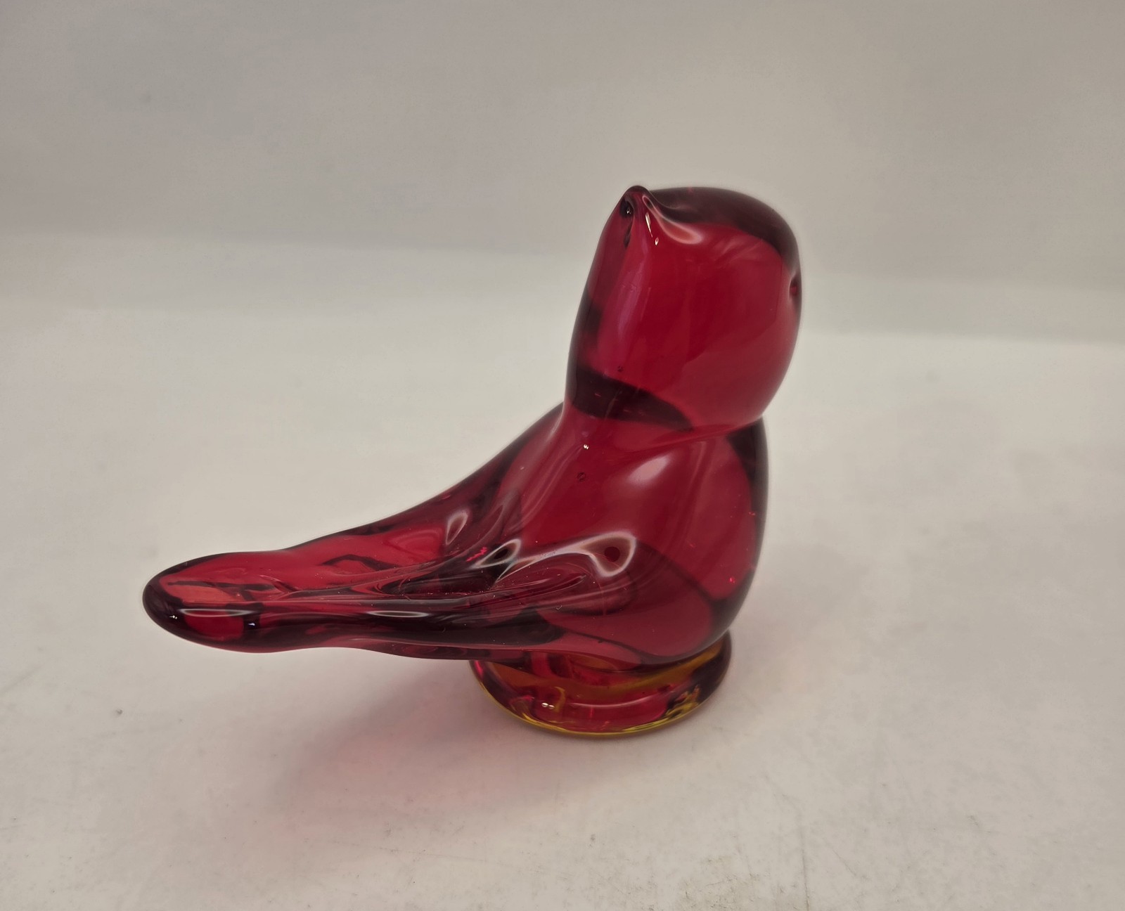 Vintage Cardinal of Love Red Bird Figurine Titan Art Glass 1996 Signed W Ward