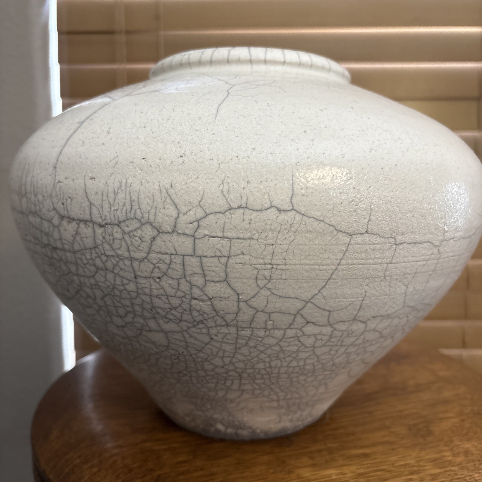 Mark Hines Raku art pottery vase Signed 1986 No Cracks Or Chips