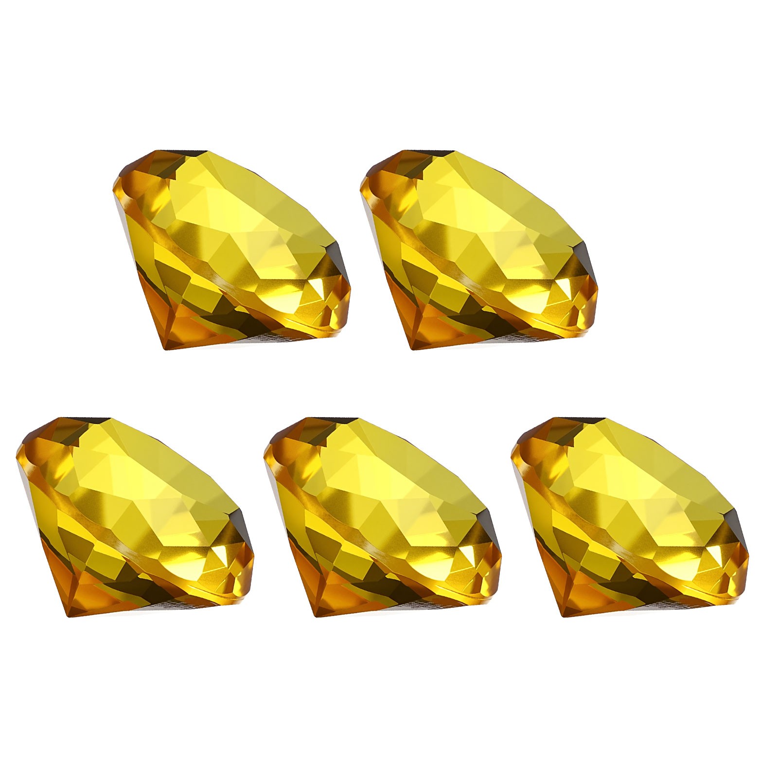 5 Pcs 40mm / 1.57 Inch Diamond Crystal Paperweight, Yellow