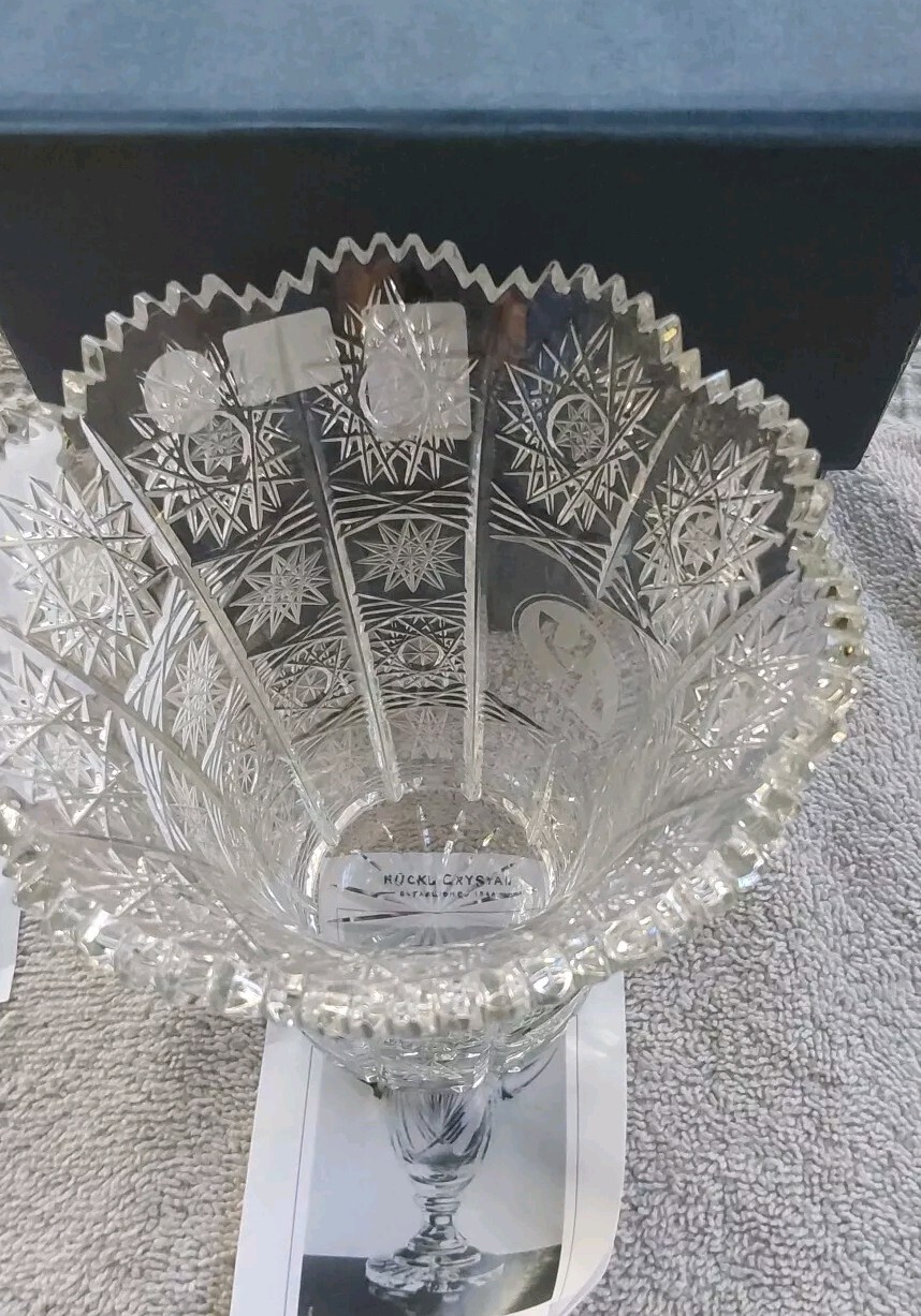 A. Ruckl & Sons Nizbor Bohemian Crystal Vase-5 1/4 X 4 1/4 Original Box Sticker
