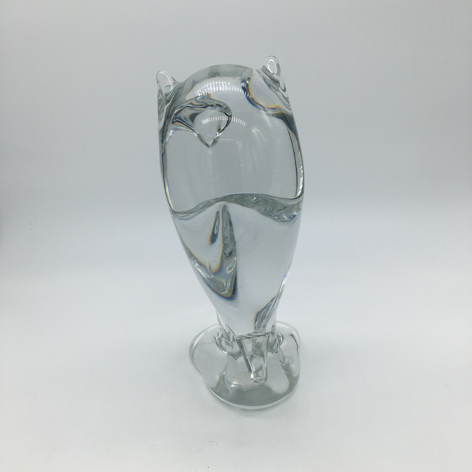 KRISTALUXUS CLEAR CRYSTAL GLASS WILDLIFE OWL FIGURINE 11″ x 4″ weighs 8lbs