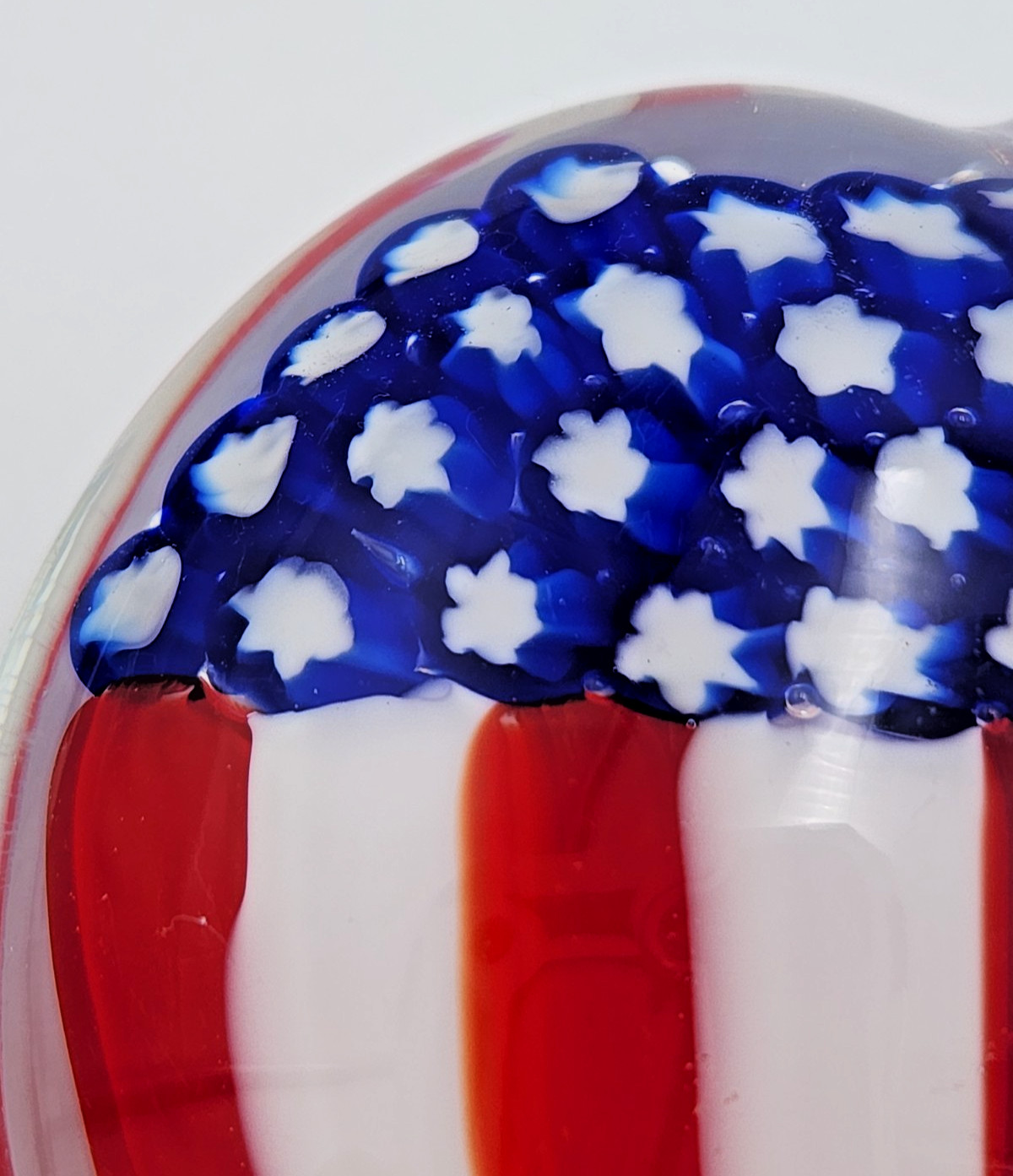 Vintage Art Glass Heart Shaped American Flag Paperweight Americana Handblown USA