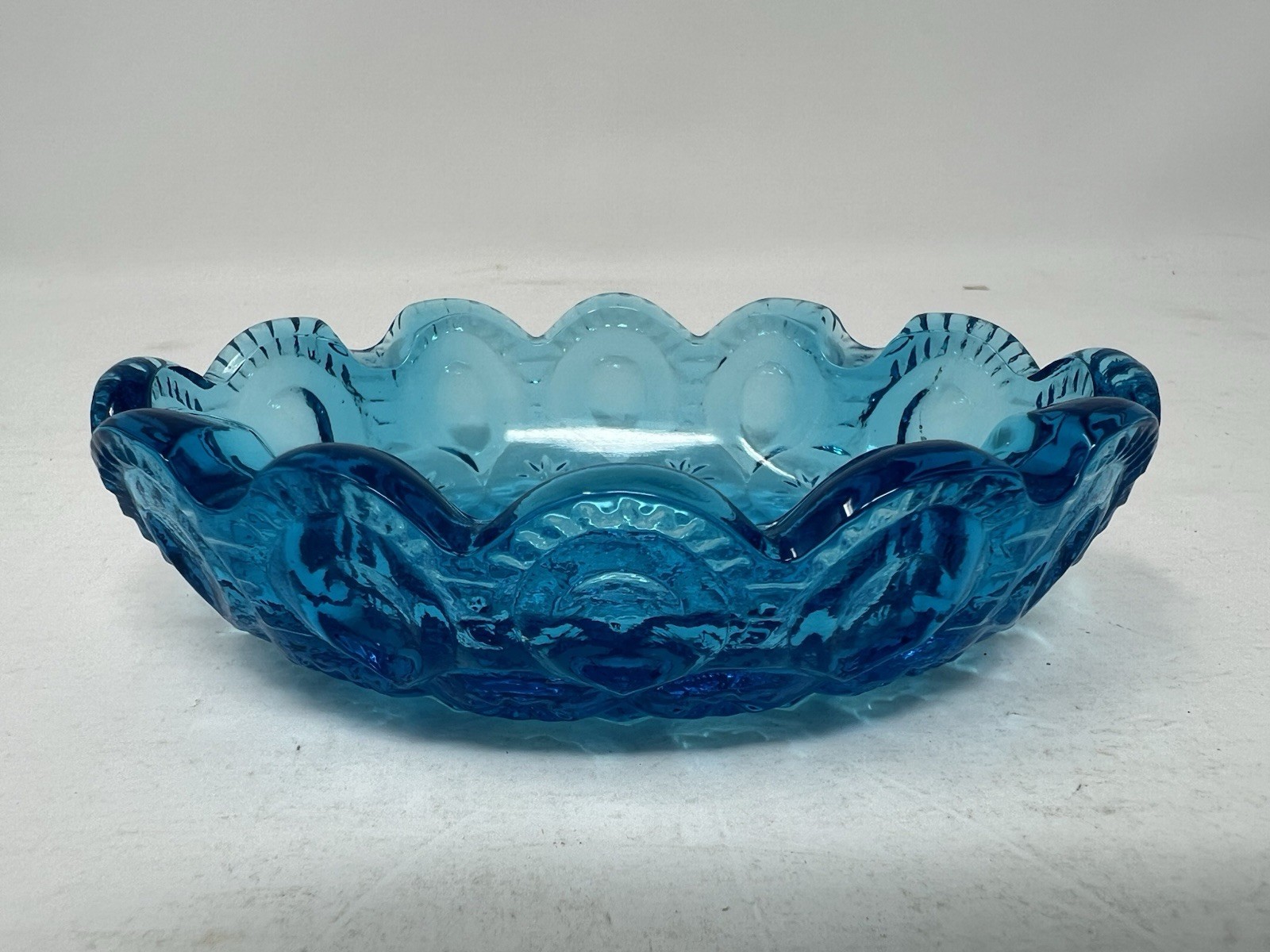 Vintage L E Smith Colonial Blue Glass Moon & Stars Ashtray or Trinket Dish