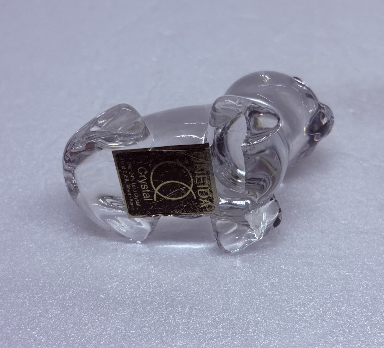 Vintage Oneida Crystal Baby Seal Figurine Paperweight Hand Cut Glass Decor 35