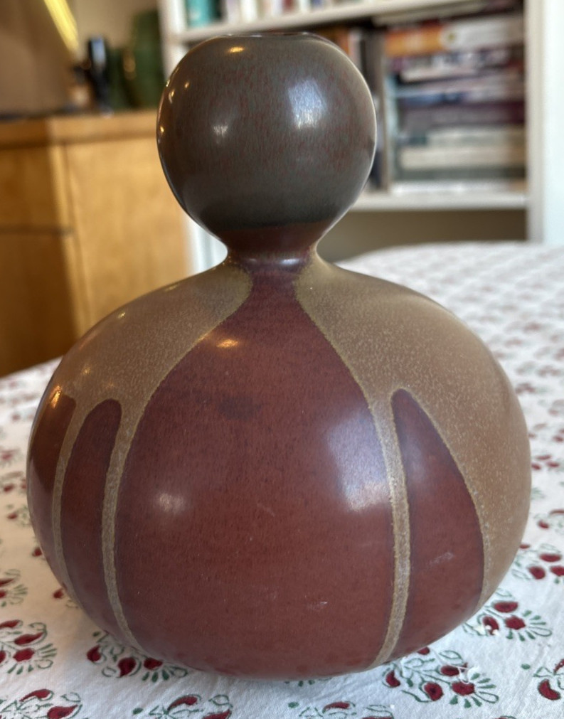 Paul Hoff Ceramic Bulbous Vase Midcentury Modern Gustavsberg Sweden 1989