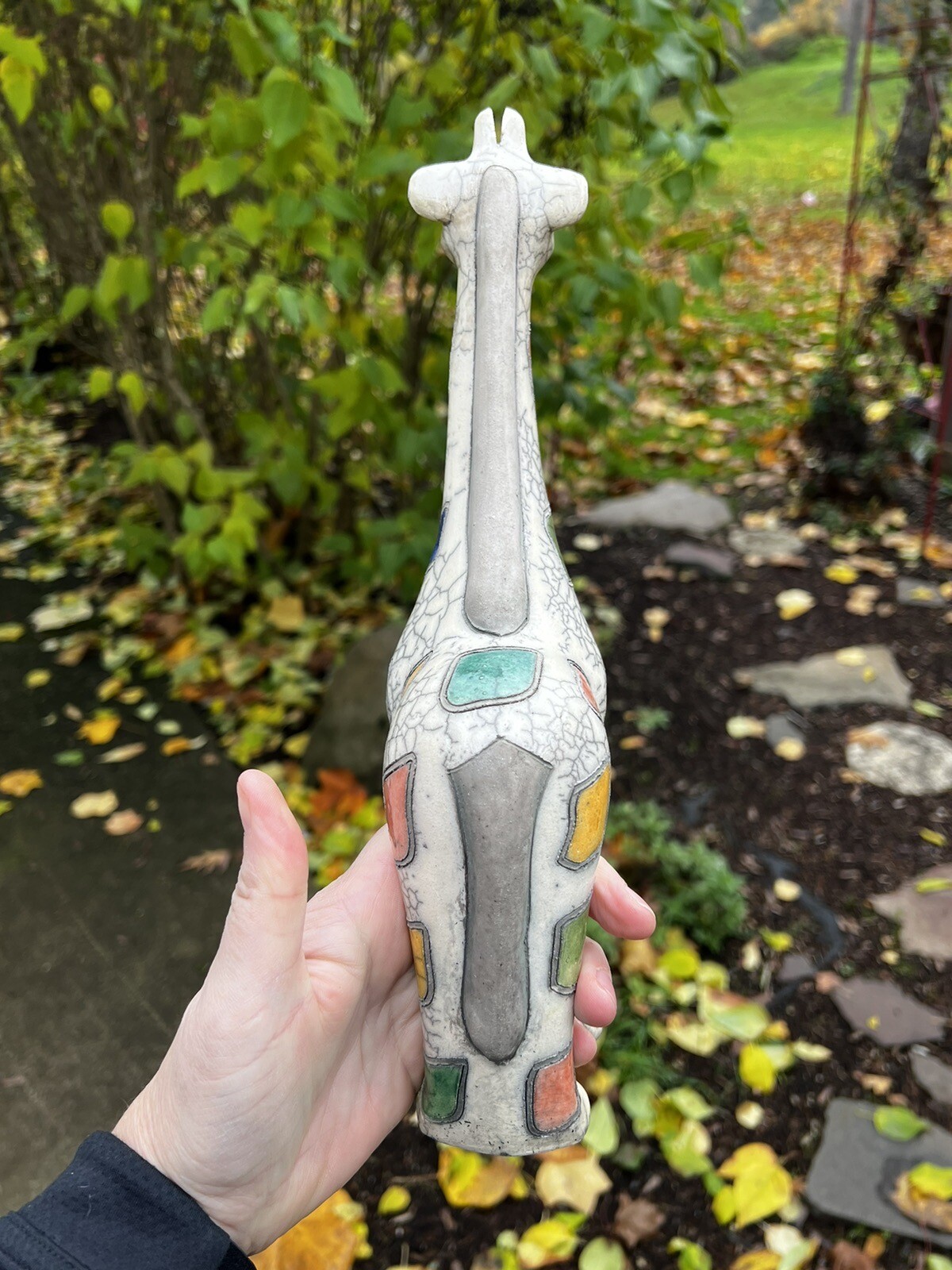 FENIX Raku Pottery 12″ Giraffe Figurine Hand Made in South Africa Mosaic Style