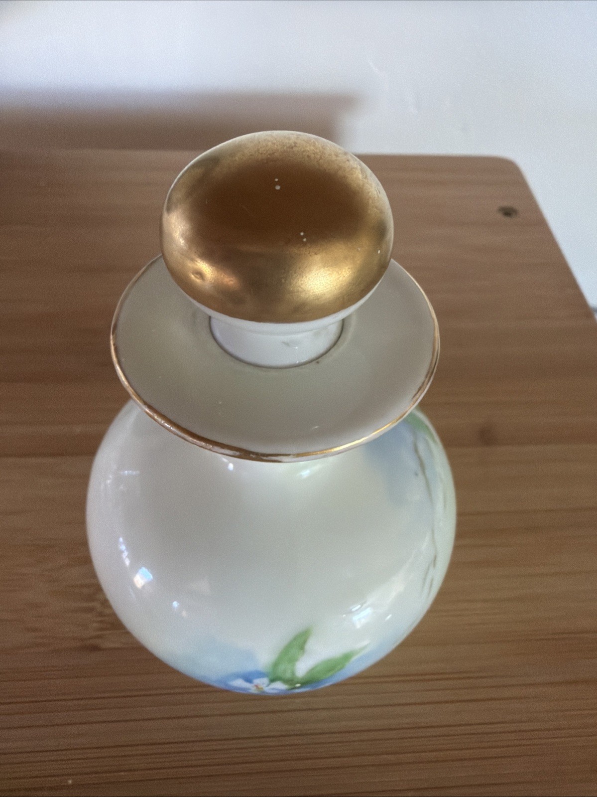 RS Germany Prussia Blue Floral PERFUME BOTTLE w/STOPPER