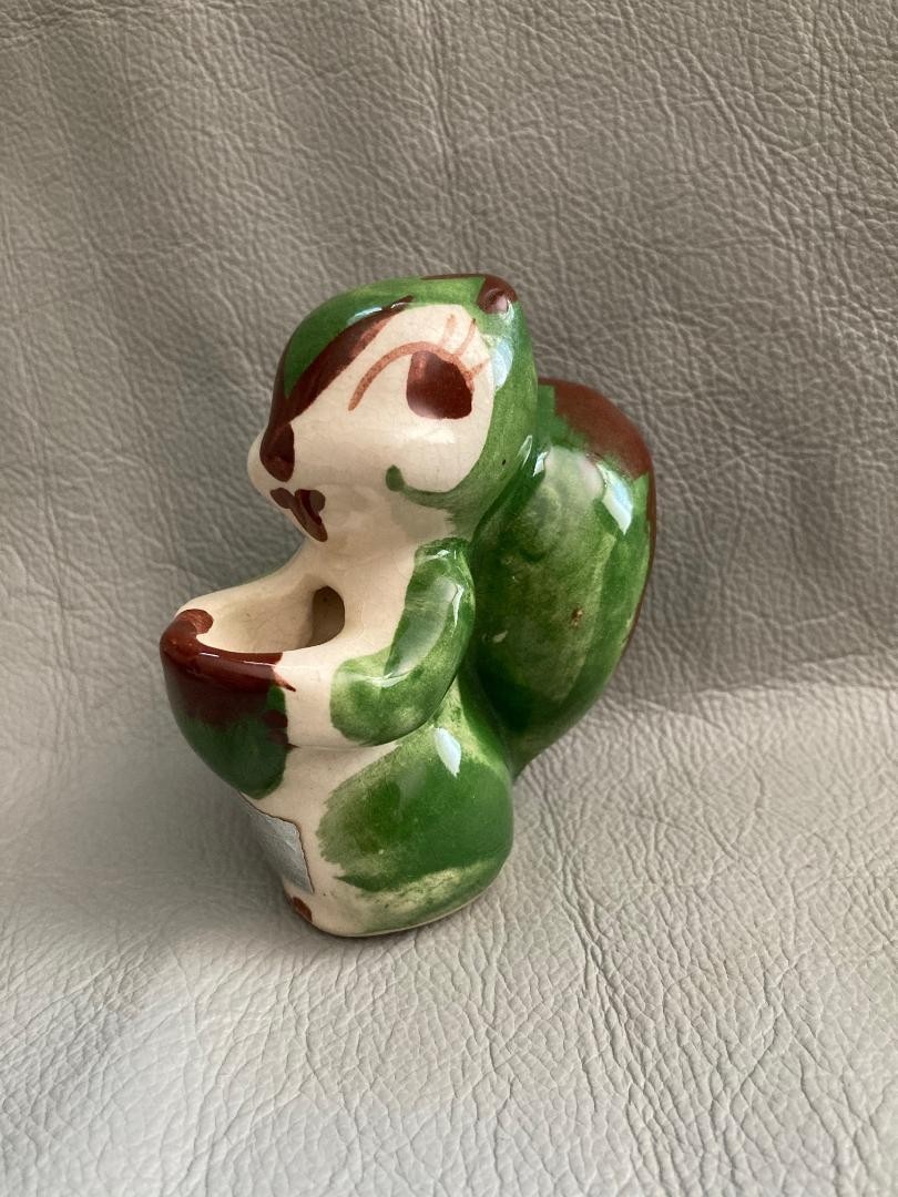 Vintage CALIFORNIA Pottery RIO HONDO Squirrel Toothpick Holder with Label