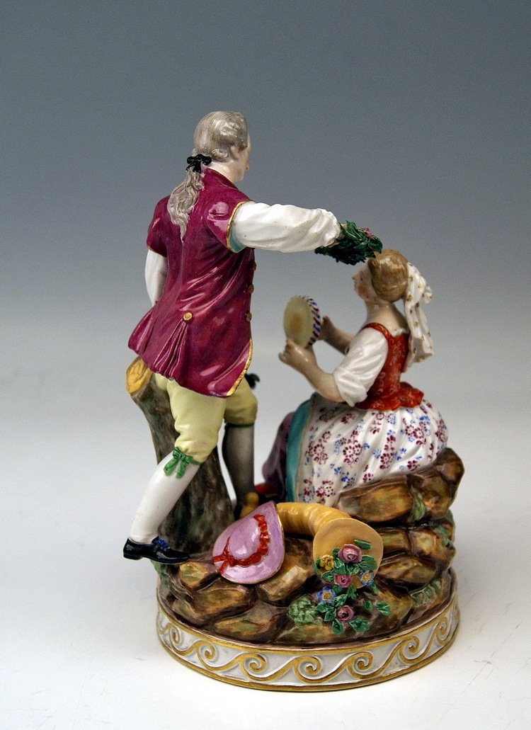 Meissen Gardeners Couple Figure Rococo Porcelain D86 19.5 CM Signed