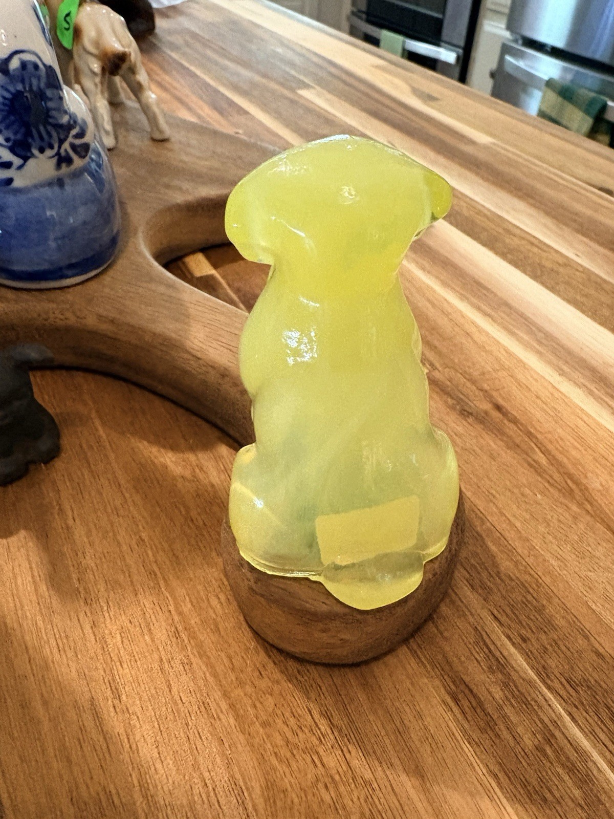 Boyd Glass Pooche Dog Figurine 3”, Vaseline Glass UV Reactive, #24 RARE!