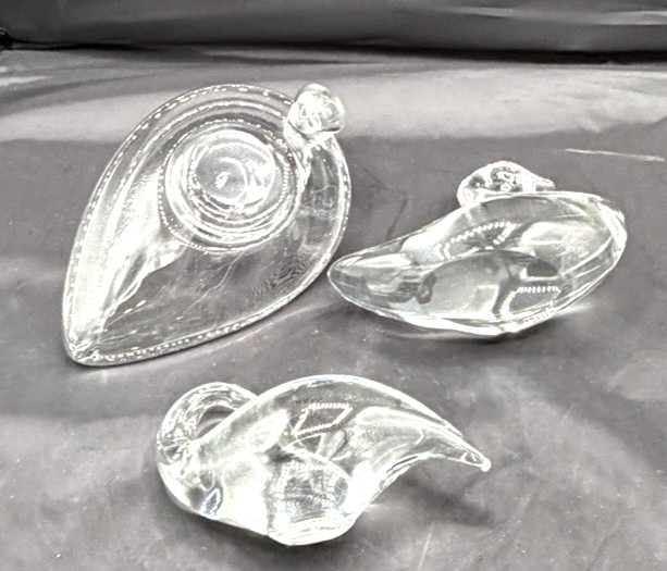 Vintage 3 Various Decorative Glass Swans Swimming Cleaning Trinket Dish Clear