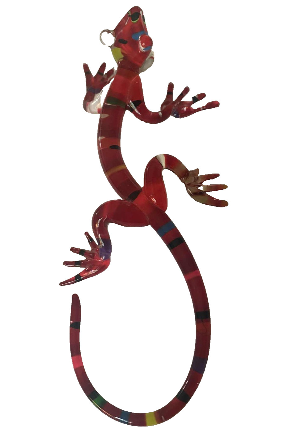Hand Blown Glass Gecko Figurine w/ Vibrant Colors and Intricate details.