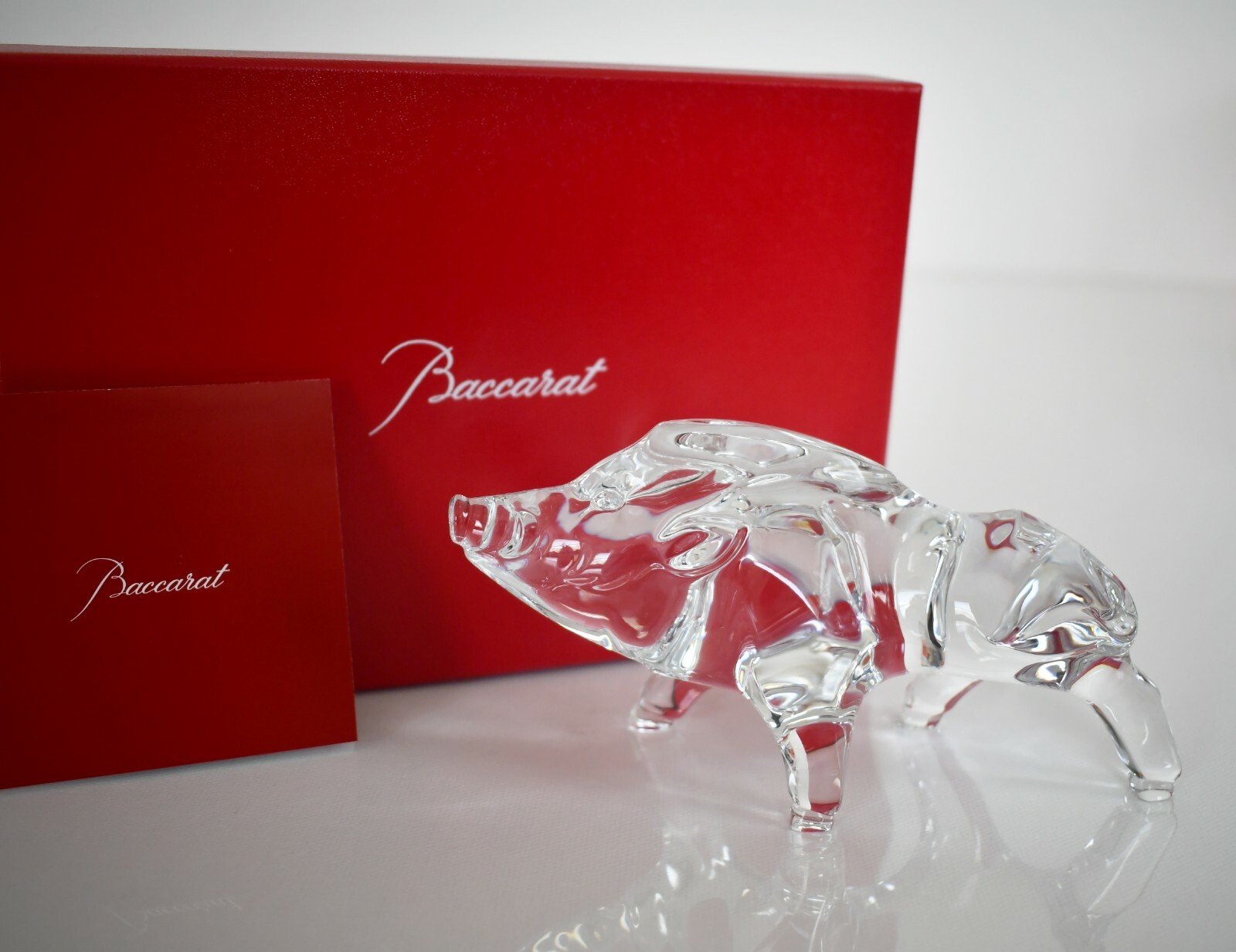 $280 New BACCARAT France Zodiac Crystal BOAR Pig Figurine Ornament Paperweight