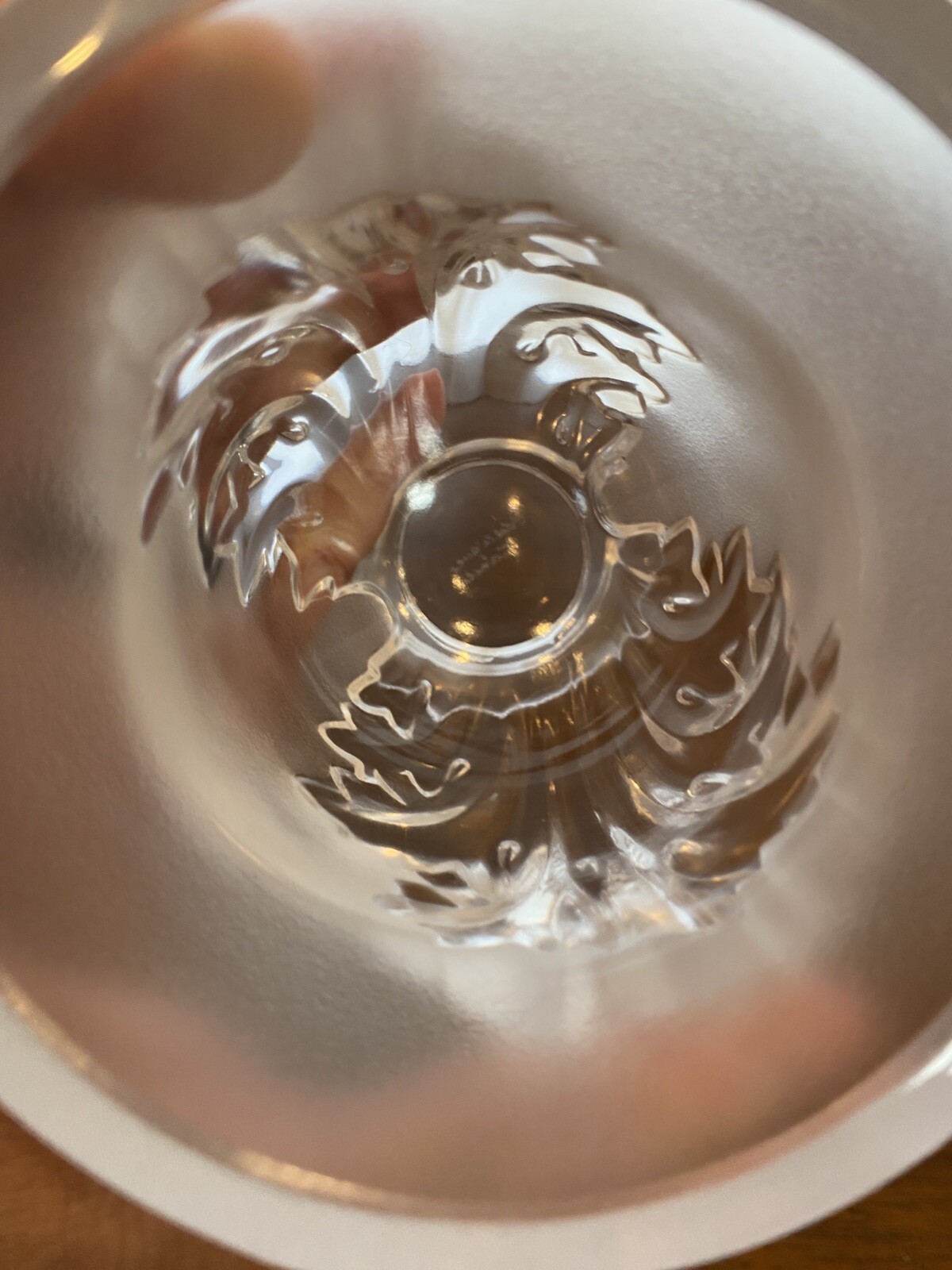BEAUTIFUL VTG LALIQUE St Cloud Acanthus Leaves Crystal Vase SIGNED 4.5″H FRANCE