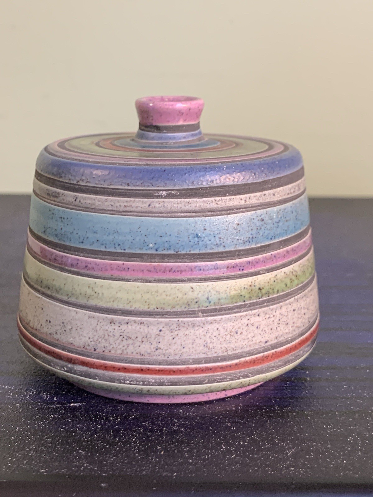Bitossi 3 Inch Small Seed Vase Aldo Londi Fasce Colorate Pottery Italy MCM VTG