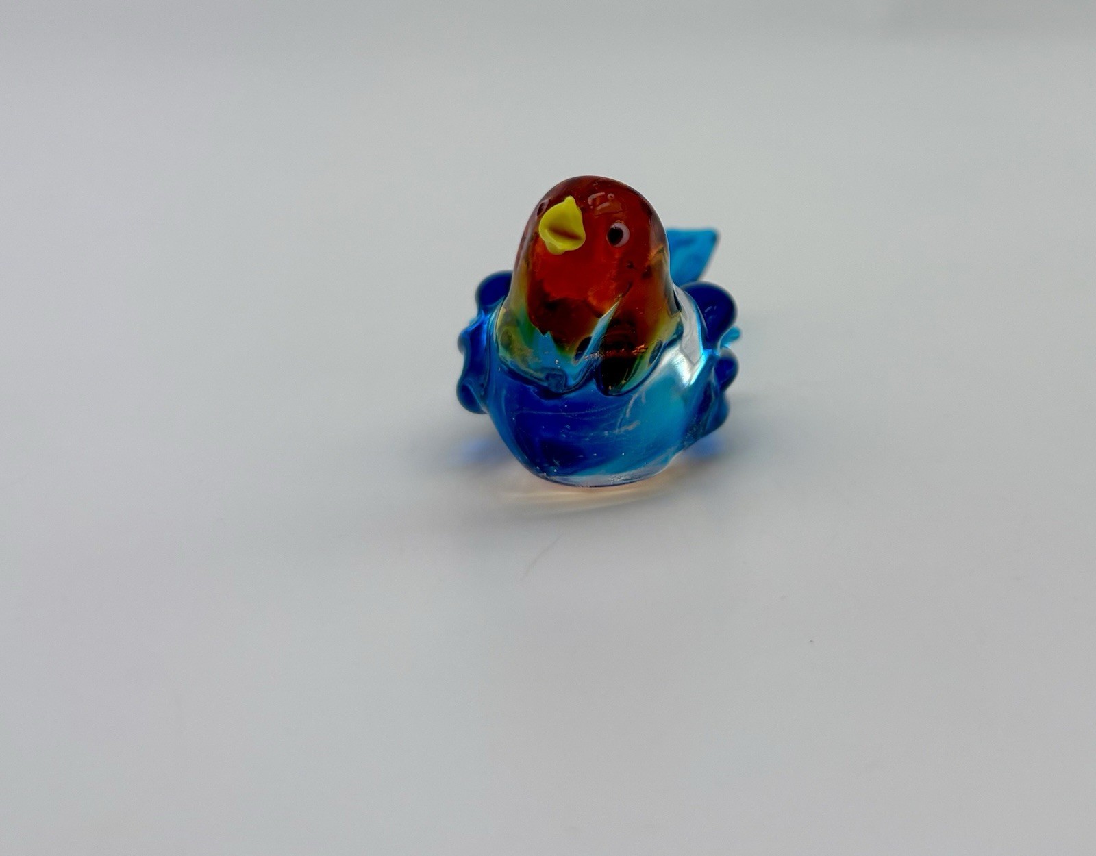 Vintage Small Hand Blown Glass Bird Figurine Decor Multicolored Tiny Miniature