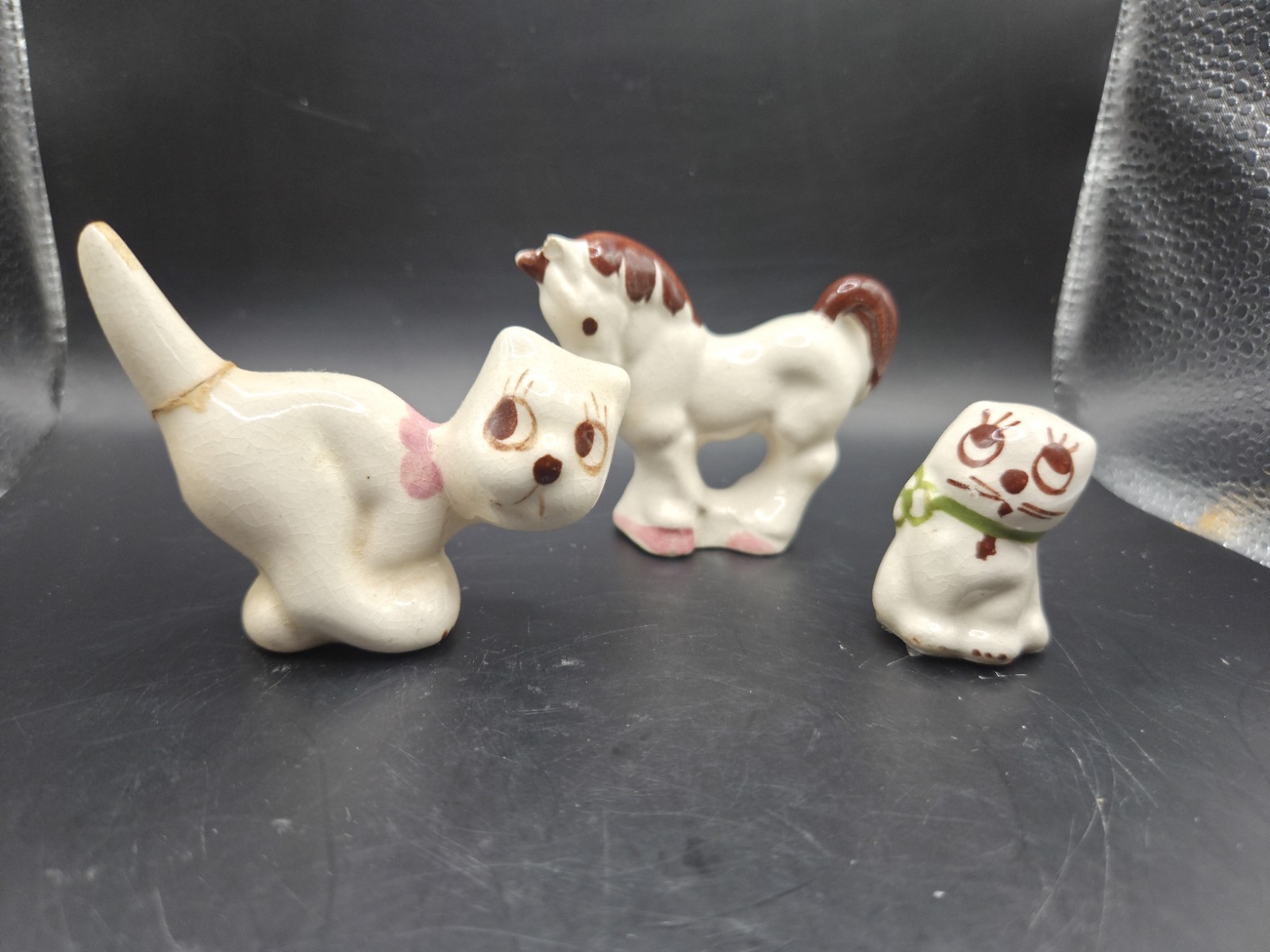 3 Vtg Rio Hondo California Pottery Figurines Horse Kitten Puppy MCM Please READ