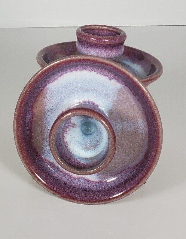 Blue Ridge Pottery Candlestick Holder Hand Made in Virginia USA Set of 2