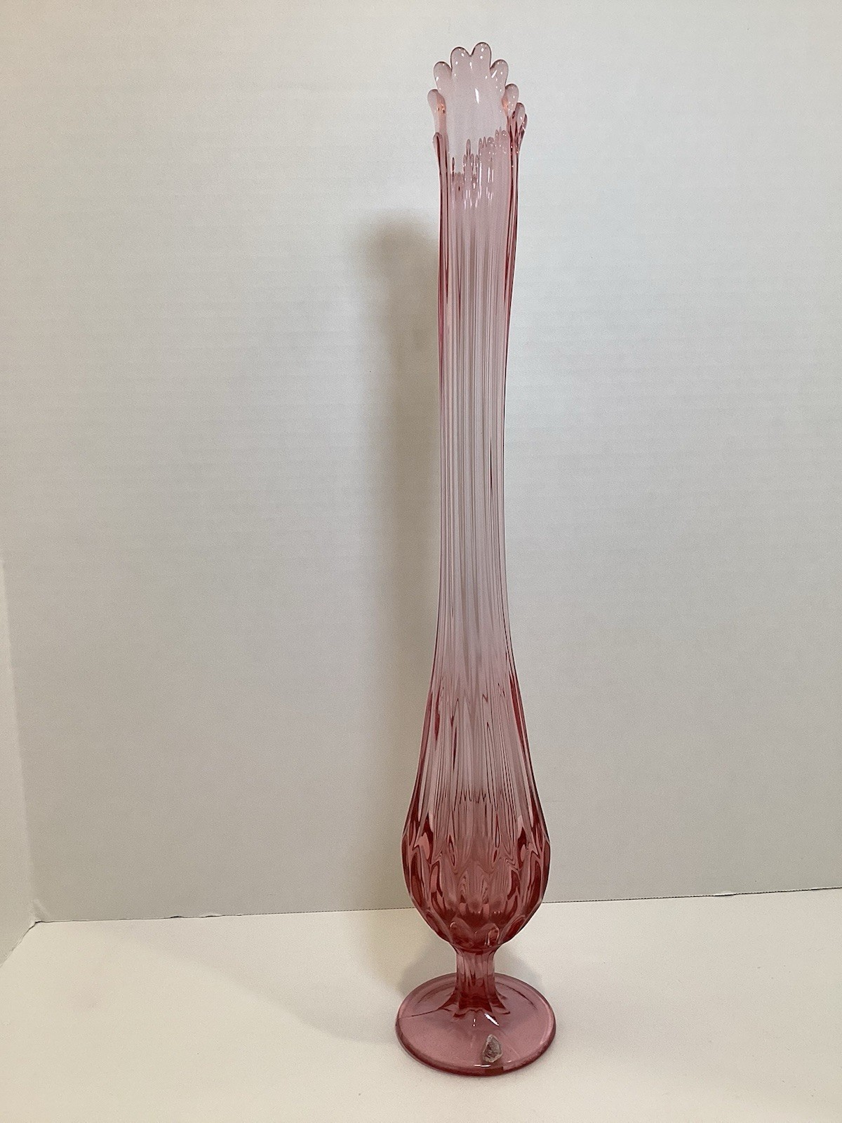Fenton Colonial Pink Swung Vase Thumbprint Pattern #4453 – 17.5” Tall