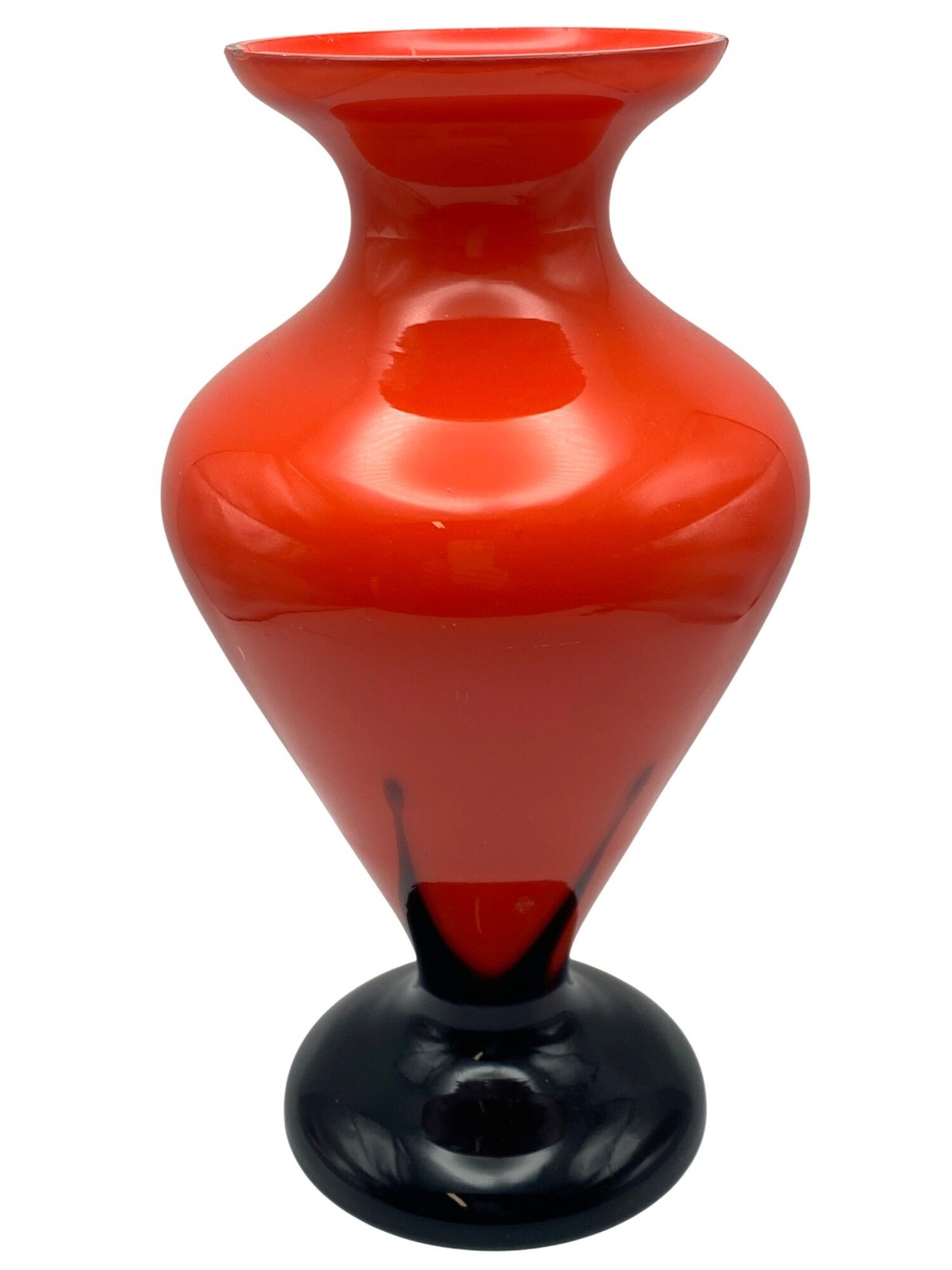 Czech Tango Glass Vase Czechoslovakia Acid Etched Orange Black Art Deco Kralik