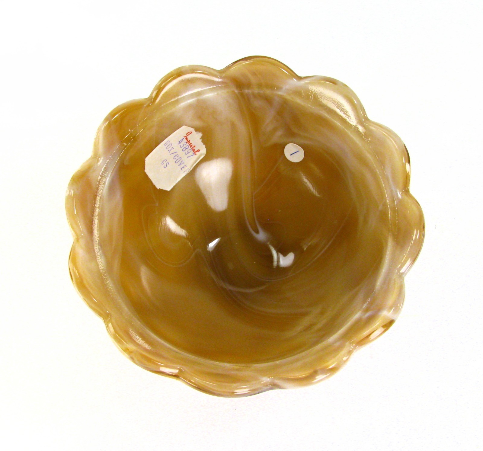 Imperial Glass Caramel Slag Chevron Covered Dish – Made 1974-76