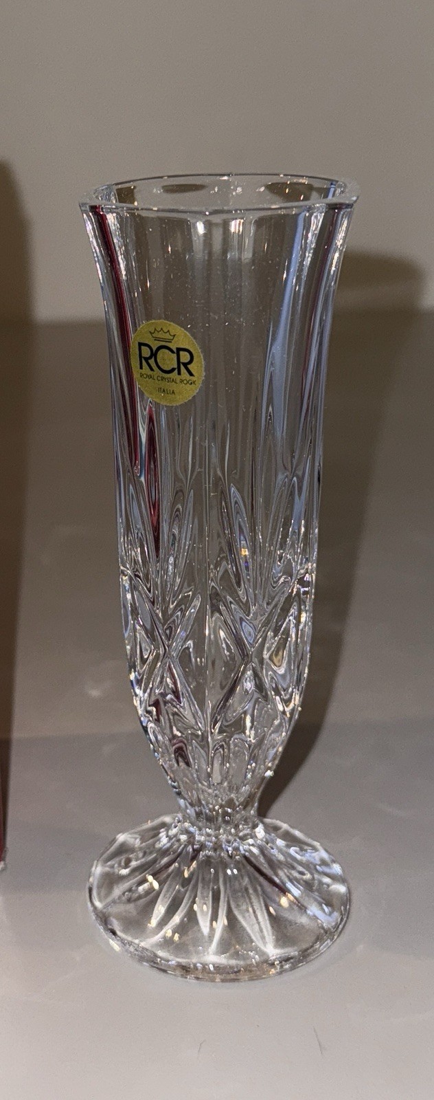 Lot of 3 RCR ROYAL CRYSTAL ROCK Lead CYRSTAL VASE Clear Cut Glass Linea G BOXED
