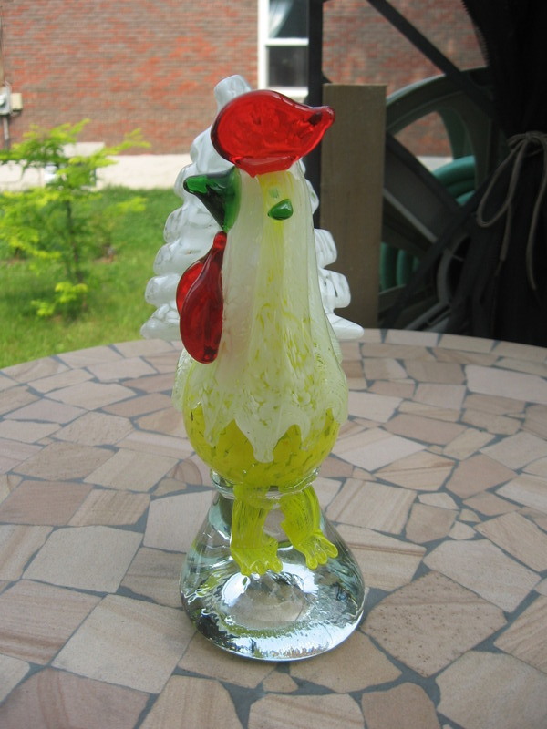 #H55 vintage super BLOWN GLASS Murano rooster BIRD ITALY 9.25″ in tall