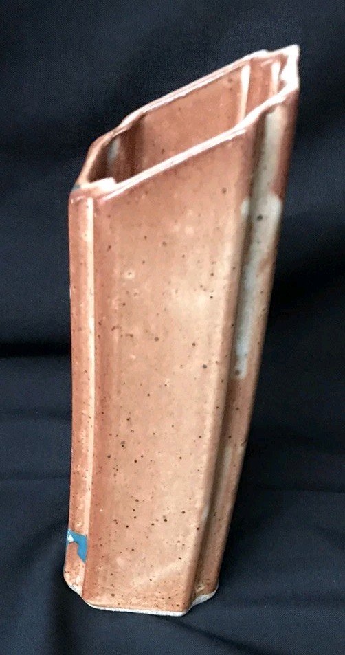 Vintage Robin Cage Signed Art Pottery Vertical Step Wall Pocket Richmond VA