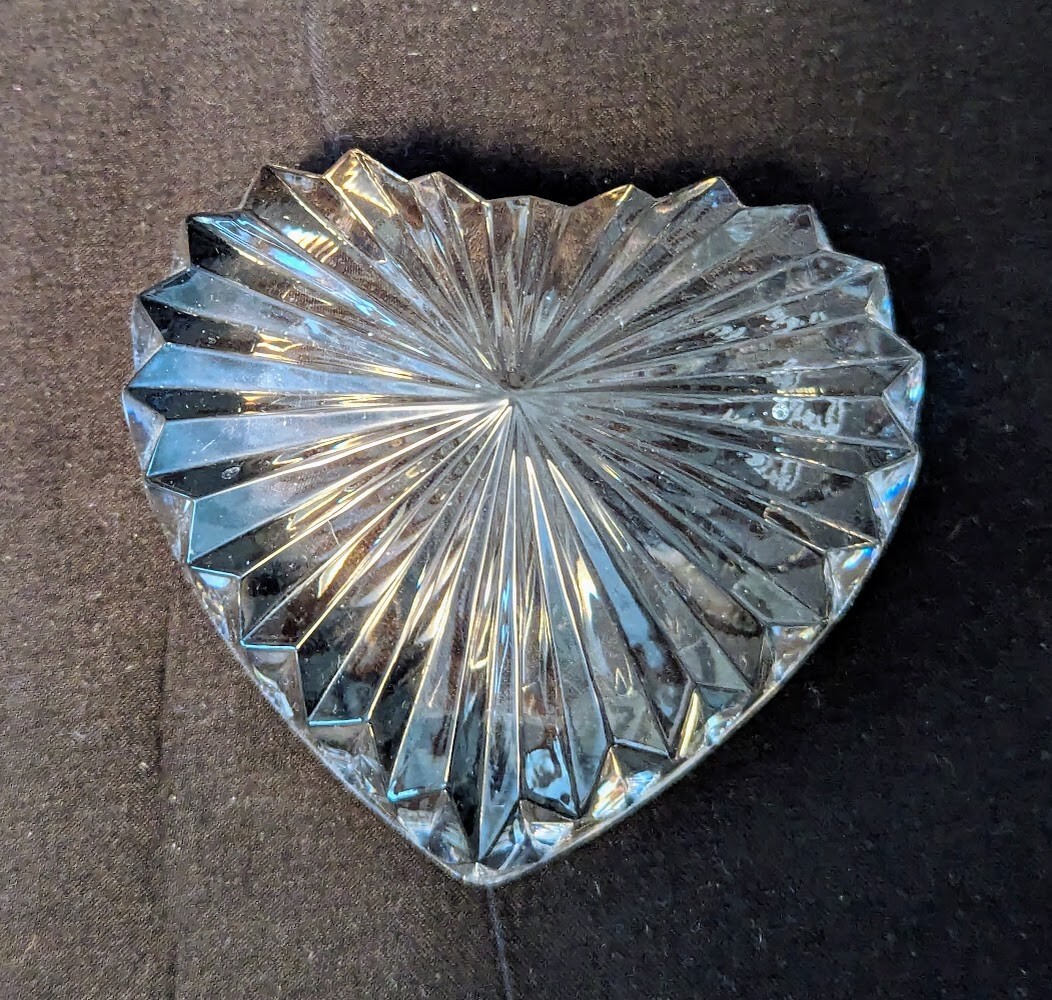 Cut Crystal Heart Paperweight, Signed Royal Brierley, Stourbridge, England