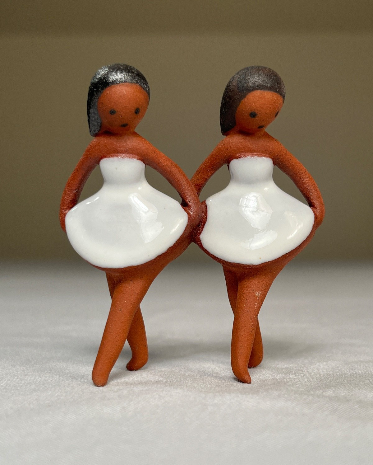 Vintage Edith of Danmark Pottery Terracotta Clay Redware Ballerina Figurines