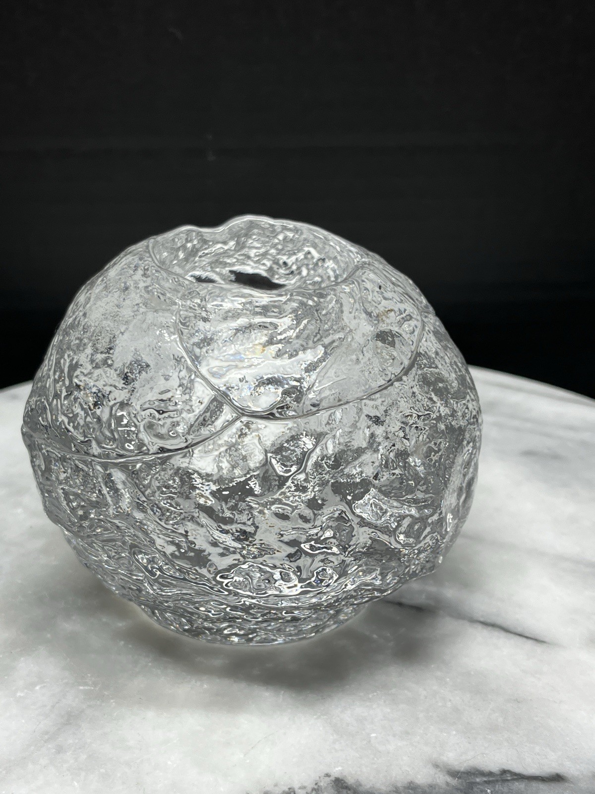 Kosta Boda Crystal 3.5″ Snowball Votive Tea Light Candle Holder Sweden MCM Vtg