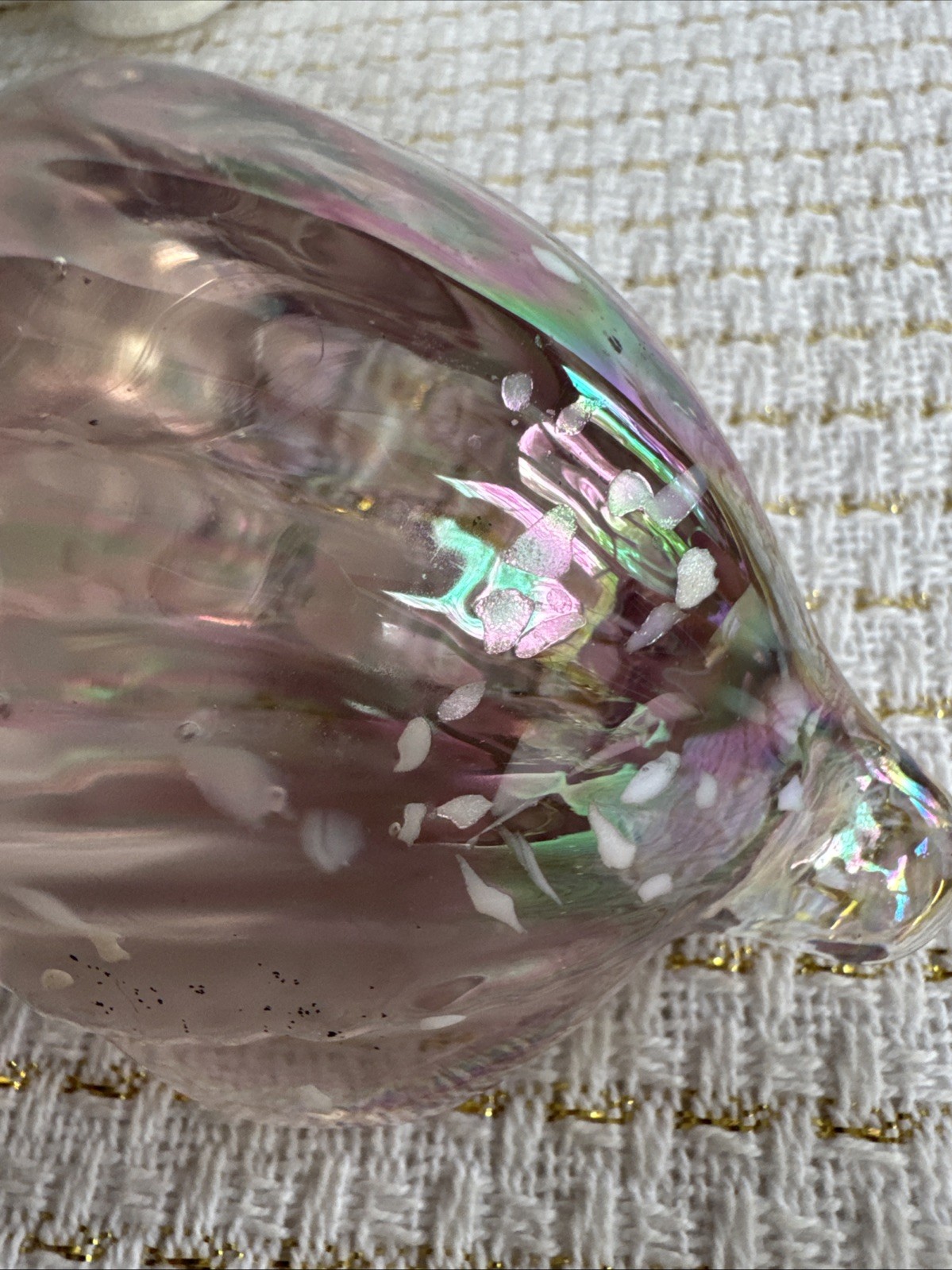 Vtg Paperweight Silvestri Iridescent Pink Conch Shell Art Glass 4.75” L 2.75” T