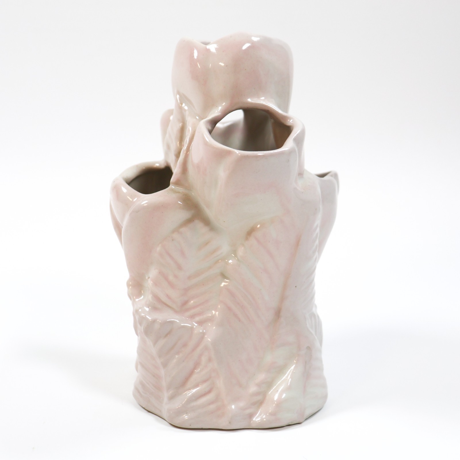 Vintage NILOAK Pink Tulip Ceramic Vase 7in Floral Flower Pottery Planter Pink