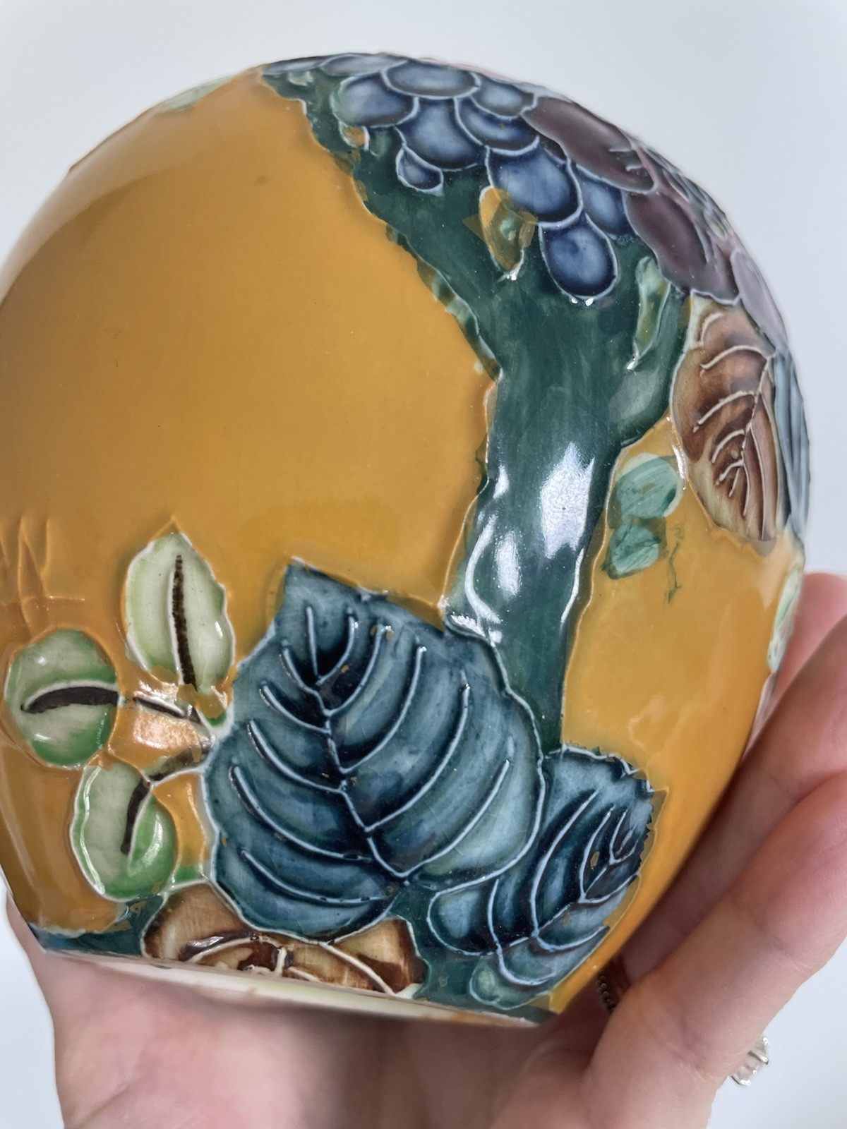 Roger Dean Trogon Vase England Antique Art Deco Bird Of Paradise Signed *chip*