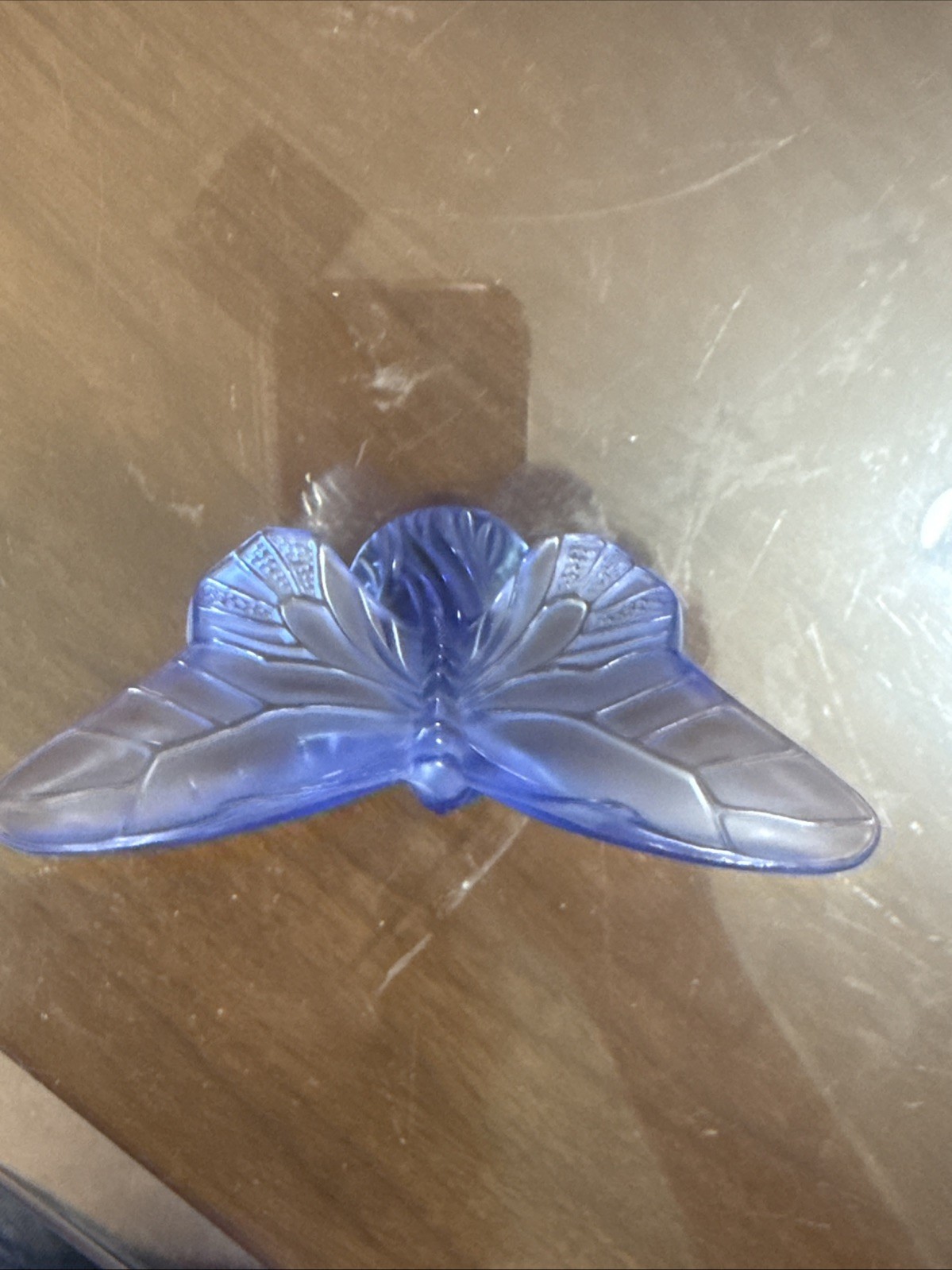 Lalique Blue Butterfly Mint Condition 3.5” Signed