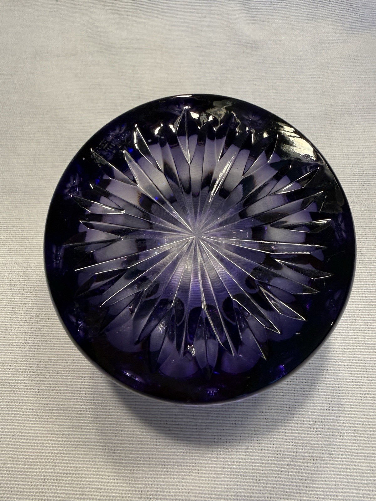 Vintage Webb Corbett Purple Amethyst Cut To Clear Stars Paperweight 2 7/8” x 2”