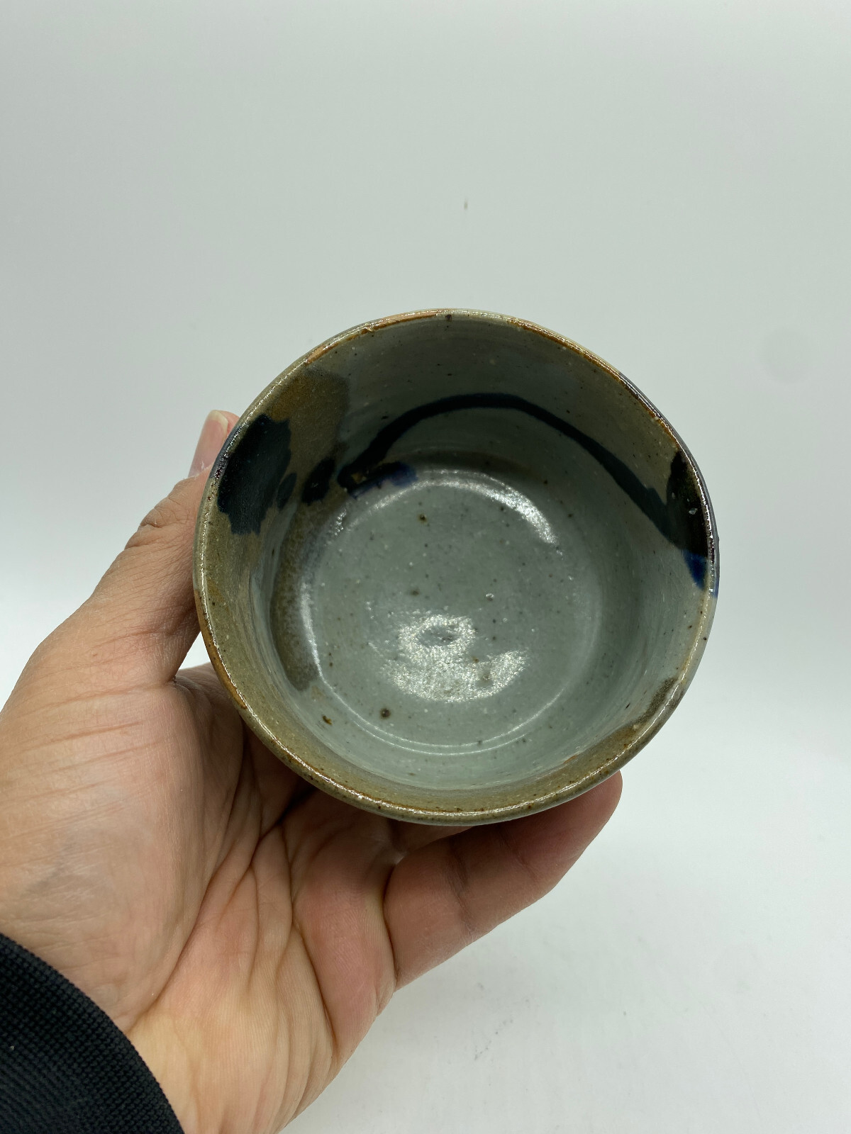 Small Glazed Art Pottery Stoneware Planter Cup Container 2.5″ Tall Signed Artist