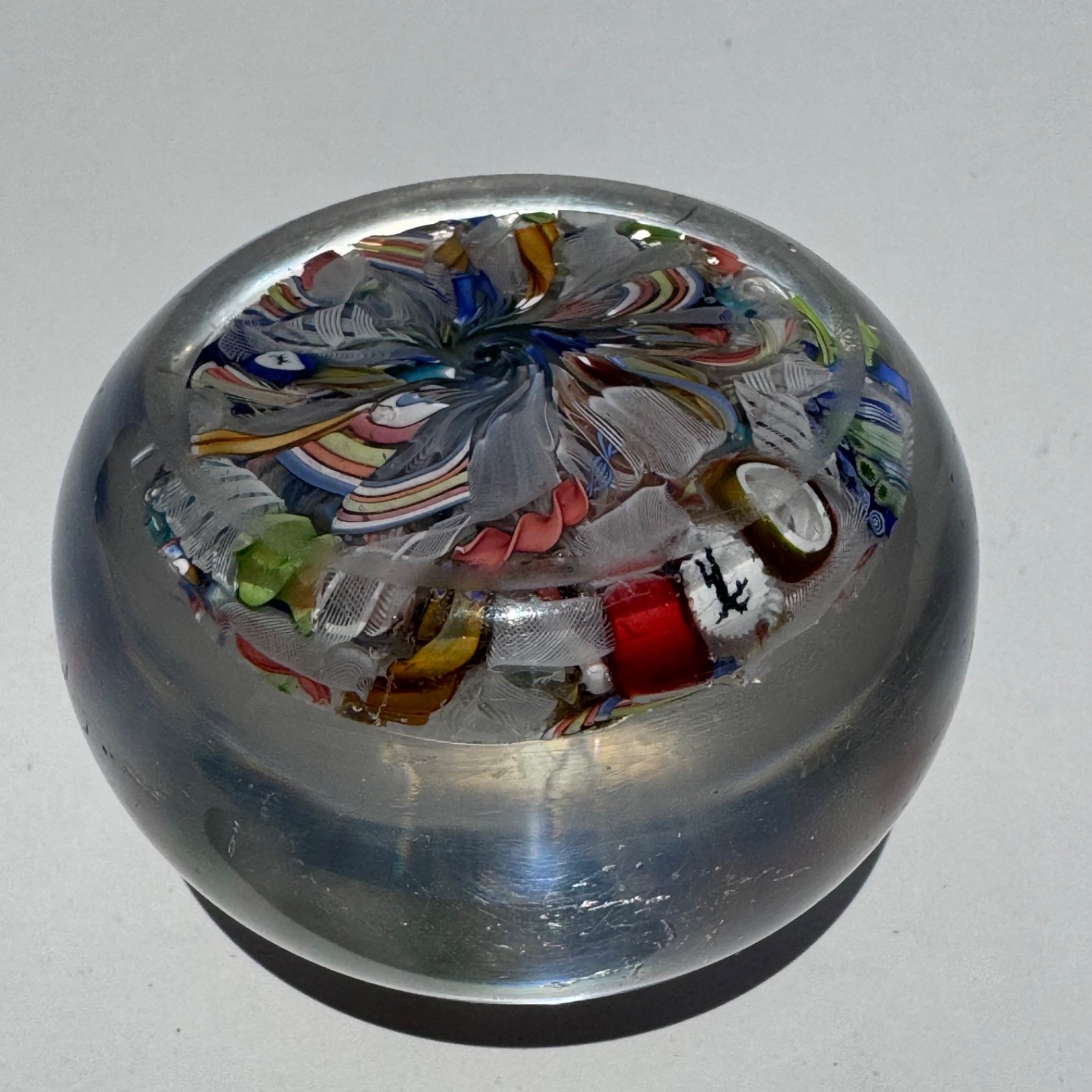 Antique Saint Louis Scramble Paperweight w/ Dancing Devil & Dog Silhouette Canes