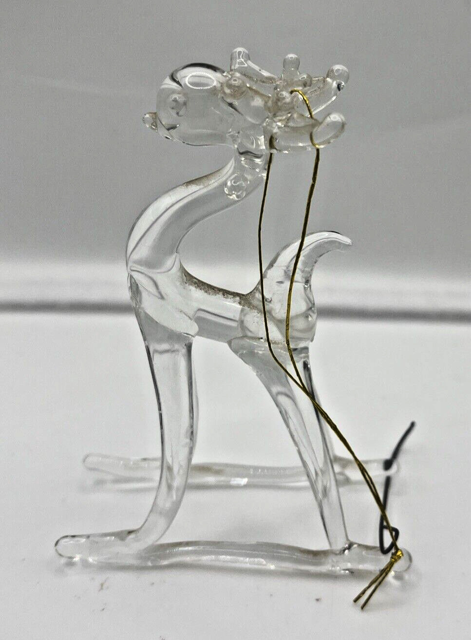 Vintage Miniature Hand Blown Glass Animal Buck Deer 3” Christmas Ornament MCM