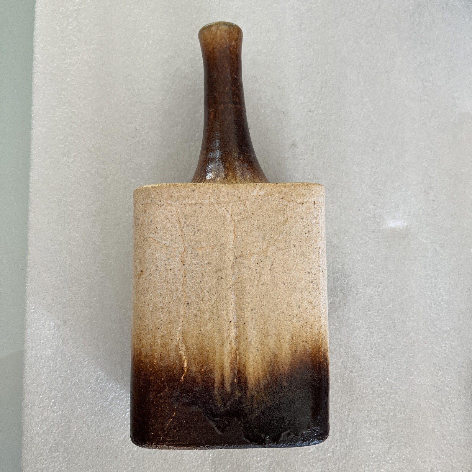 Vintage Art Pottery Long Bottle Neck Vase Artist Signed 1978 -Daniel Cassiet?