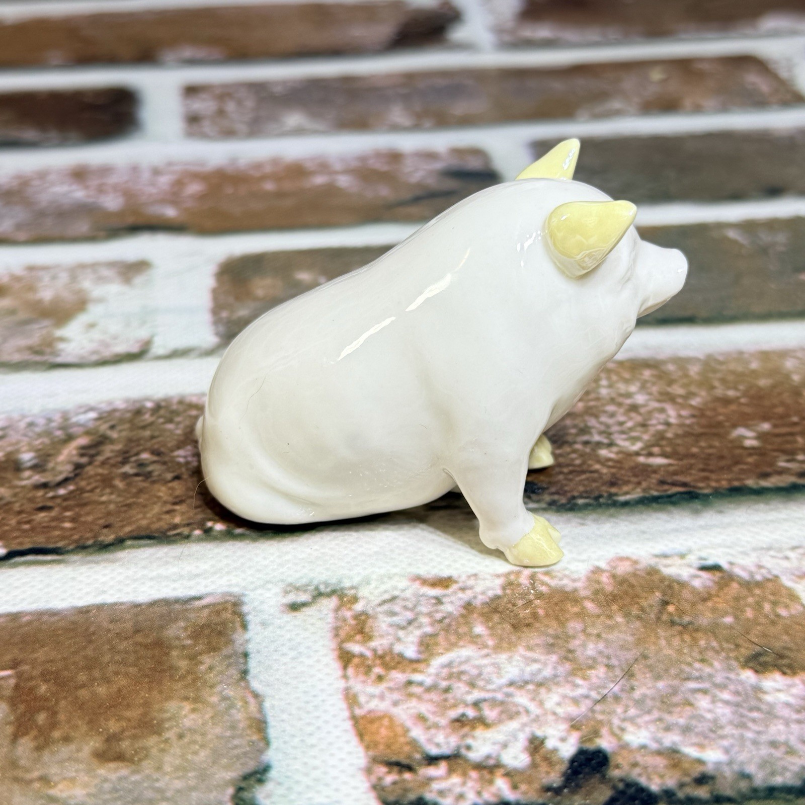 Belleek Pottery Ireland Pig Small Figurine Luster Highlights Ears Feet 2-3/4”