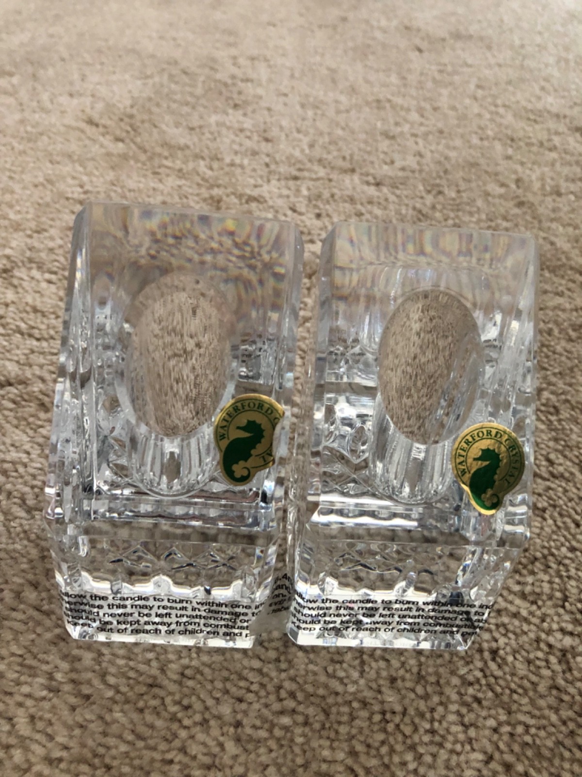 Waterford Lismore Essence 4”Set of 2 Slanted Candlestick Holders Crystal NEW