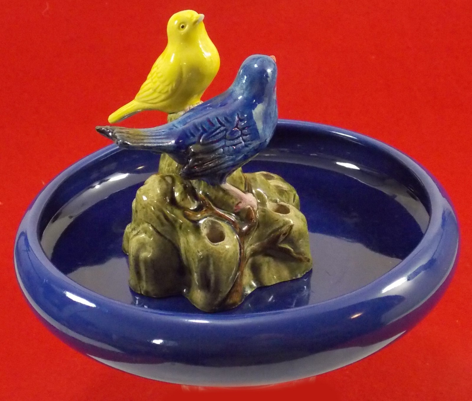 Vtg 1950 Flower Frog Birds With Console Bowl Centerpiece Unique!!