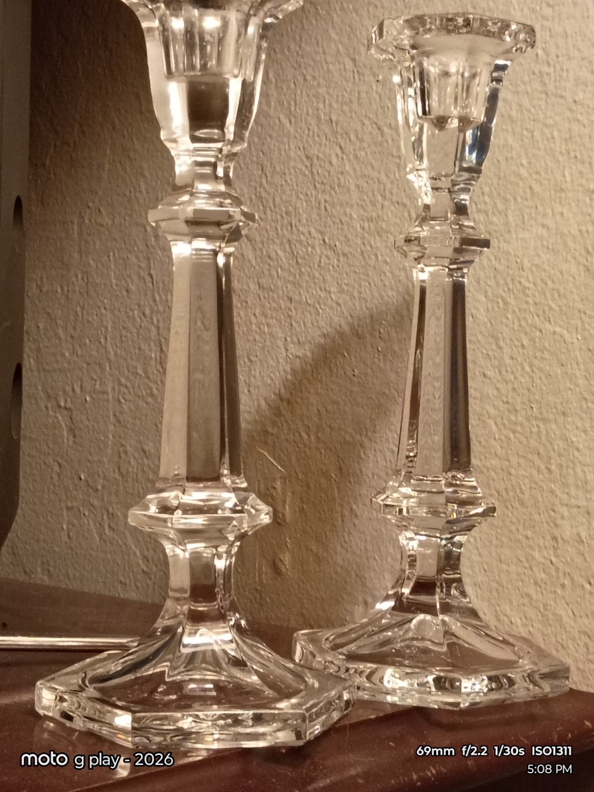 Crystal Candlestick Holders for Taper/Dinner Candles Pair of Candle Holders