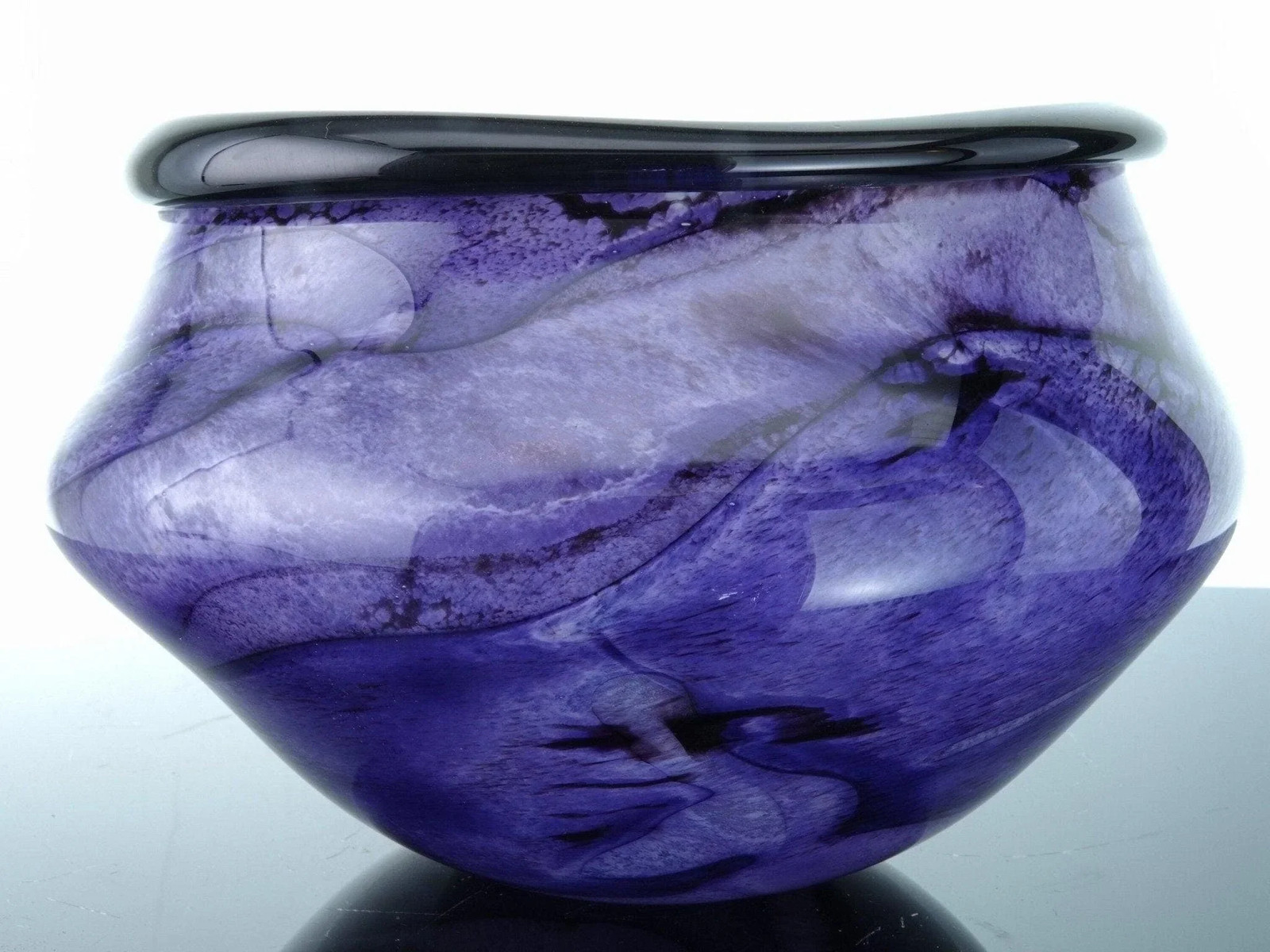1997 Robert Eickholt Heavy Purple Abstract studio art glass vase