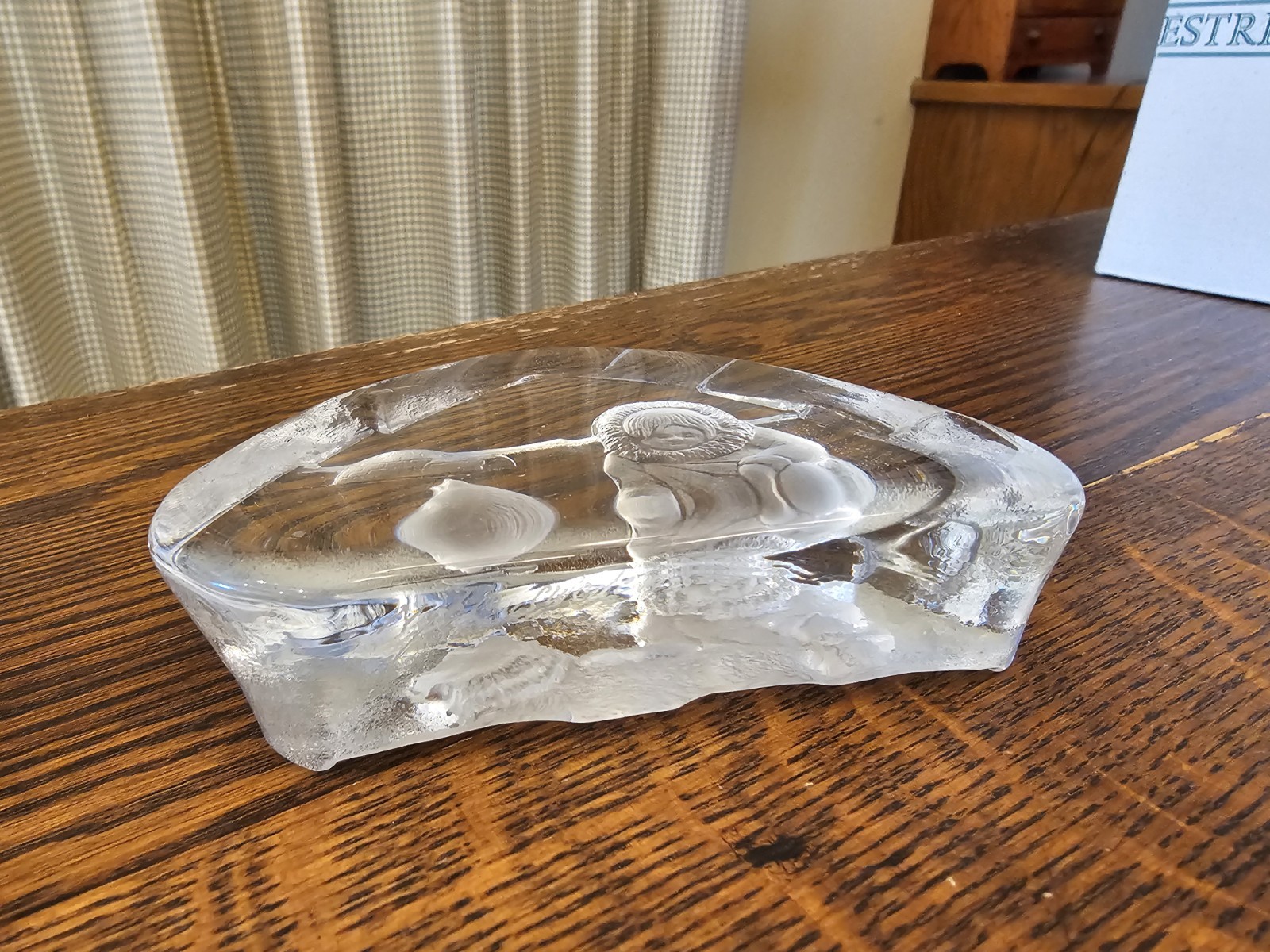 NYBRO Sweden Crystal Eskimo Dog & Igloo Art Glass Paperweight –