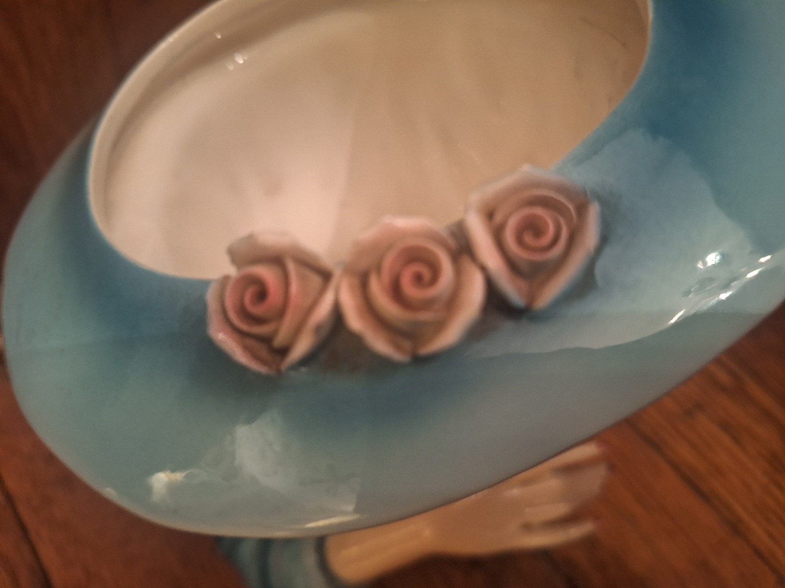 Vintage Samson Import Co. Lady Head Vase 1958 Blue Hat/Jacket *Finger Repair