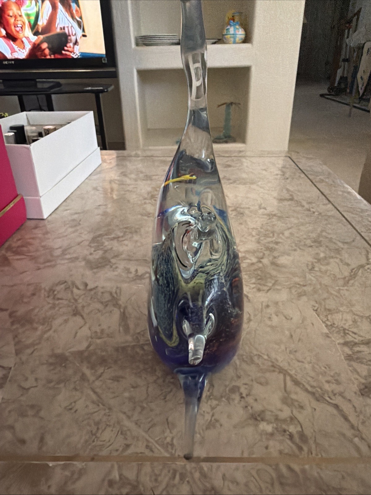 Lot 2 Italian Art Glass Fish Tank Aquarium Sculpture 9″ Tall Murano Style
