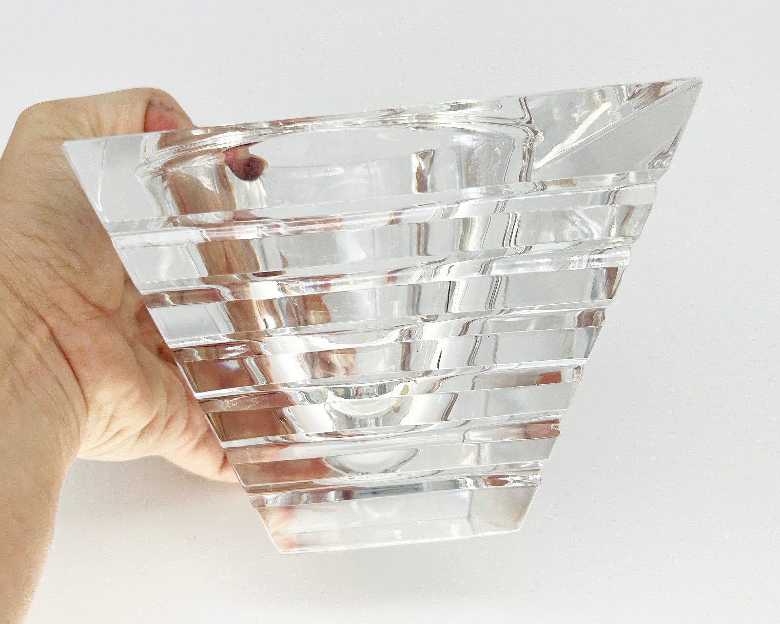 Orrefors Horizon Lead Crystal Bowl Vase Jan Johansson Sweden Signed Numbered
